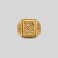 Gents Checkered Square Signet Ring | 22K Gold Artisan Band