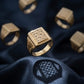 Gents Checkered Square Signet Ring | 22K Gold Artisan Band