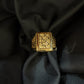 Gents Checkered Square Signet Ring | 22K Gold Artisan Band