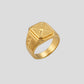 Gents X-Pattern Gold Signet Ring | 22K High-Polish Statement