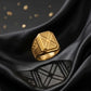 Gents X-Pattern Gold Signet Ring | 22K High-Polish Statement