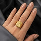 Gents X-Pattern Gold Signet Ring | 22K High-Polish Statement