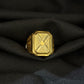 Gents X-Pattern Gold Signet Ring | 22K High-Polish Statement
