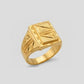 Gents Dual-Triangle Gold Signet | 22K Linear Etched Ring
