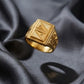 Gents Dual-Triangle Gold Signet | 22K Linear Etched Ring
