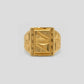 Gents Dual-Triangle Gold Signet | 22K Linear Etched Ring