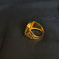 22K Gold Men's Signet Ring with Intricate Geometric Pattern - Classic & Distinguished