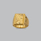 22K Gold Gents Ring with Rectangular Setting & Intricate Geometric Patterns.