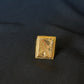 22K Gold Gents Ring with Rectangular Setting & Intricate Geometric Patterns.