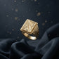 22K Gold Gents Ring with Rectangular Setting & Intricate Geometric Patterns.