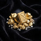 22K Gold Gents Ring with Rectangular Setting & Intricate Geometric Patterns.