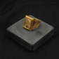 22K Gold Gents Ring with Rectangular Setting & Intricate Geometric Patterns.
