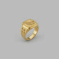 Gents  22K Gold Sunburst Signet Ring | Traditional Circular Etched Band