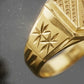 Gents  22K Gold Sunburst Signet Ring | Traditional Circular Etched Band