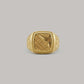 Gents  22K Gold Sunburst Signet Ring | Traditional Circular Etched Band