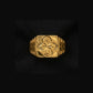 Gents Hand-Engraved Gold Shield Ring | 22K Abstract Pattern Signet