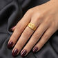 Gents Hand-Engraved Gold Shield Ring | 22K Abstract Pattern Signet