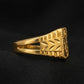 Gents Hand-Engraved Gold Shield Ring | 22K Abstract Pattern Signet