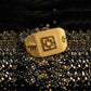 Gents Embossed 22K Gold Signet Ring | Ornate Lattice Square Band