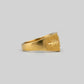 Gents Embossed 22K Gold Signet Ring | Ornate Lattice Square Band