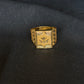 22K Gold Gents Ring with Distinctive Central Motif & Textured Band.