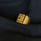 22K Gold Gents Ring with Distinctive Central Motif & Textured Band.