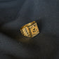 22K Gold Gents Ring with Distinctive Central Motif & Textured Band.