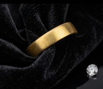 Gents  22K Gold Raised Center Signet | Textured Square Fashion Ring