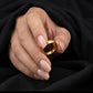 Gents  22K Gold Raised Center Signet | Textured Square Fashion Ring