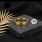 Gents  22K Gold Raised Center Signet | Textured Square Fashion Ring