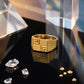 Gents  22K Gold L-Pattern Signet Ring | Modern Geometric Design