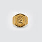 Gents Rectangular Radial Etched Gold Ring | 22K Artisan Signet