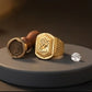 Gents Rectangular Radial Etched Gold Ring | 22K Artisan Signet