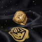 Gents Rectangular Radial Etched Gold Ring | 22K Artisan Signet