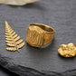 Gents Triple-Row Textured Gold Ring | 22K Multi-Band Signet Style