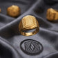 Gents Triple-Row Textured Gold Ring | 22K Multi-Band Signet Style