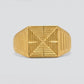 Gents  Diamond-Pattern 22K Gold Ring | Engraved Geometric Signet