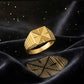 Gents  Diamond-Pattern 22K Gold Ring | Engraved Geometric Signet