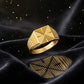 Gents  Diamond-Pattern 22K Gold Ring | Engraved Geometric Signet