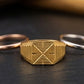 Gents  Diamond-Pattern 22K Gold Ring | Engraved Geometric Signet