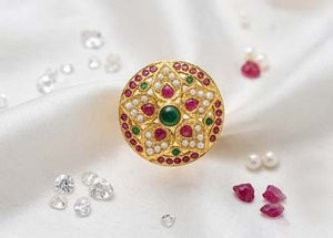 Lady's 22K Gold Filigree Flower Ring | Ornate Floral Statement Jewelry