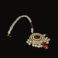 22KT Gold Circular Chandbali Maang Tikka with Ruby & Pearl Droplets
