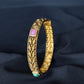 22K Gold Bangle Set with Colorful Gemstone Accents