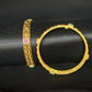 22K Gold Bangle Set with Colorful Gemstone Accents