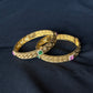 22K Gold Bangle Set with Colorful Gemstone Accents