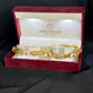 22K Gold Fan-Shaped Bangle Set with Gemstone Details