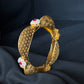 22K Gold Fan-Shaped Bangle Set with Gemstone Details