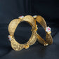 22K Gold Fan-Shaped Bangle Set with Gemstone Details