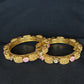 22K Gold Antique Bangles with Ruby and CZ Accents