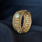 22K Gold Antique Temple Design Bangles with Ruby and CZ Embellishments